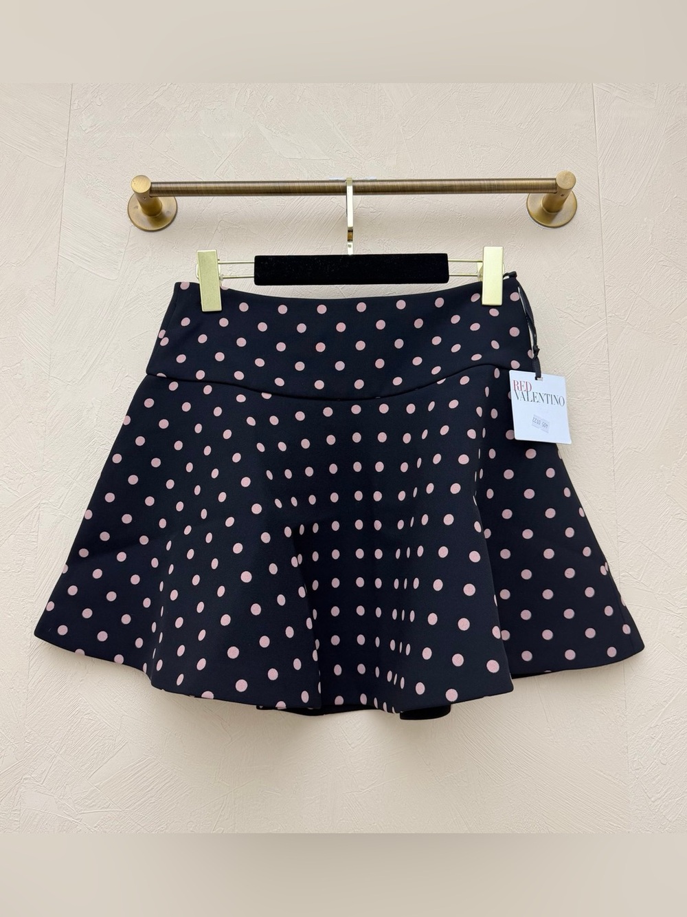 🚩steal RED Valentino Navy Skater Skirt with Pink Polka Dots